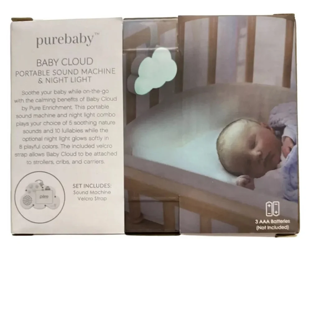 New Pure Baby Cloud Portable Sound Machine and Color-changing Night Light